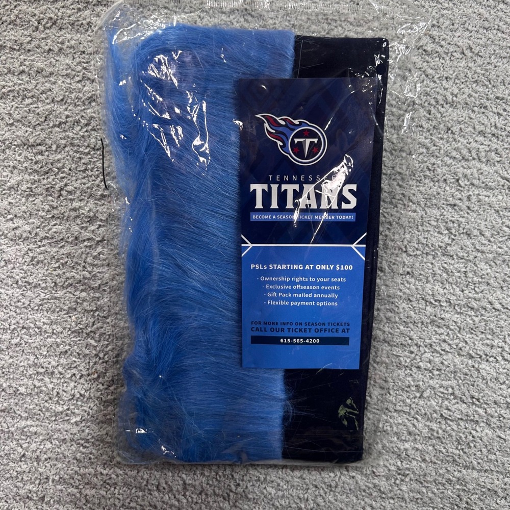 Vintage Tennessee Titans Flamehead Wig Headband Blue Hair‎ NFL Promo New Sealed